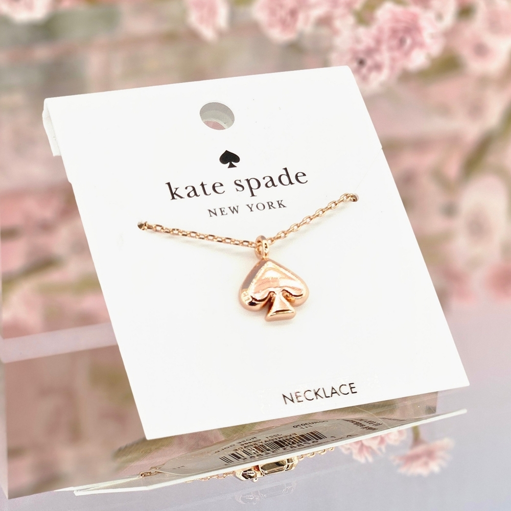 Kate Spade Necklace Rose Gold Everyday Spade Metal Mini Pendant Minimalist Gift